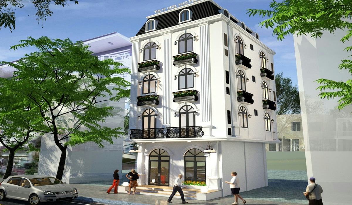 Thiết kế ngoại thất nhà phố hotel Tây Hồ - Anh Duyệt