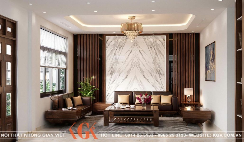 Thiết kế nội thất biệt thự gỗ óc chó tại Quảng Ninh – Chú Thân