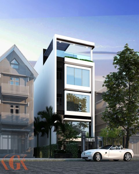 Thiết kế ngoại thất nhà phố hiện đại Long Biên – Bác Tuệ